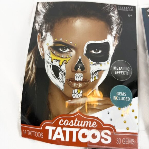 New Halloween Temporary 'Costume Face Tattoos' Lot of 5 Savvi - Picture 2 of 7